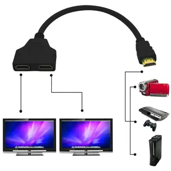 1/2 HDMI-совместимый разветвитель, 1 Вход, 2 выхода, HDMI-совместимый кабель, адаптер для компьютера, DVD-телевизора, HDTV