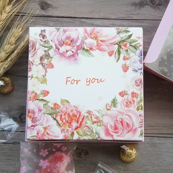 13,5 * 13,5* 5 см, 10 шт., розовая роза для вас, Дизайнерская Бумажная коробка, коробки для хранения конфет, печенья, Валентина, Свадебная Рождественская подарочная упаковка
