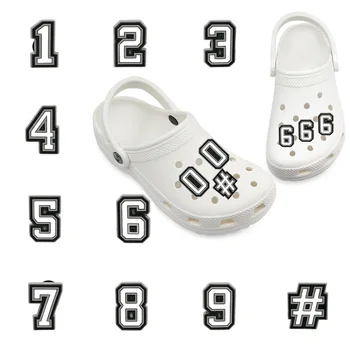 1шт черный&белый чисел ПВХ подвески для обуви, аксессуары бесплатная комбинация цифровых обувь украшения браслеты детям подарок
