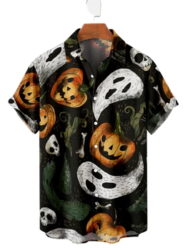 2022 Новый тренд 3D цифровой печати Cross 8 Halloween Elements, Свободная рубашка с коротким рукавом, мужской топ