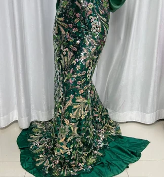 2023 Высококачественная Африканская Нигерийская Кружевная Ткань С Вышивкой Тюль Чистое Свадебное Платье Гипюр Блестки Для Шитья Бисером 5 ярдов