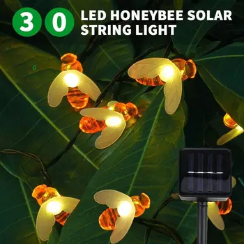 21-футовый 30-светодиодный солнечный светильник Honey Bee, водонепроницаемый солнечный сказочный светильник с 8 режимами освещения для сада, патио, балкона, Рождественской вечеринки