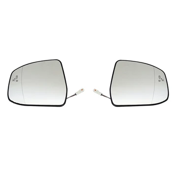 2шт Боковое зеркальное стекло с подогревом, предупреждение о слепой зоне с защитной пластиной для Ford Focus MK2 MK3 Mondeo MK4 L + R