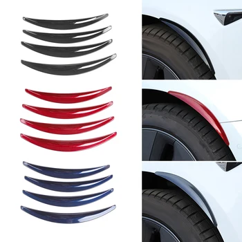 4шт Передние Задние Брызговики для бровей автомобильных колес из углеродного волокна ABS Брызговик Брызговик Внешние Аксессуары для Tesla Модель 3