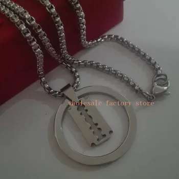 5 шт./лот лезвие из нержавеющей стали с круглым комбинированным Ожерельем Подвеской Для Мужчин Женщин 3 мм 24 