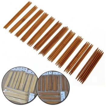 55шт 13см Коричневые бамбуковые спицы с двойным заострением Вязальные крючки Игла для вязания свитеров DIY Craft Швейный инструмент
