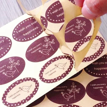 90 шт. / лот Классическая наклейка-эллипс серии Brown Wish для изделий ручной работы, наклейка для запечатывания подарков kawaii, студенческая наклейка 
