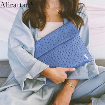 Alirattan Новые клатчи-конверты для женщин 2023 Модный дизайн Страусиный узор Сумка для ноутбука Женская модная сумка для ноутбука Macbook