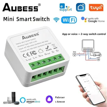 Aubess Mini 16A Wifi Smart Switch Модуль С приложением Tuya Smart Life 2-Полосное Управление Прерывателем Умного Дома с Alexa Google Home