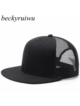 Beckyruiwu 2019, Весенне-летняя солнцезащитная шляпа с плоскими полями, обычная бейсболка для взрослых, мужская и женская сетчатая бейсболка Snapback