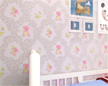 beibehang papier peint Мультяшный медведь обои нетканые теплые розовые милые обои для детской комнаты спальня фон обои для детской комнаты