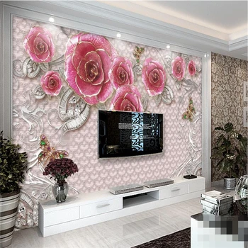 beibehang Пользовательские фотообои, настенные фрески, наклейки на стены, изысканные романтические украшения из роз, настенная бумага для телевизора в гостиной