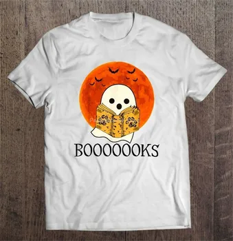 Booooks Boo Reading Book, Мужская футболка на Хэллоуин, Стильная Круглая футболка S-6Xl, мужская брендовая футболка, летние топы, тройники