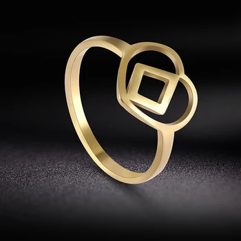 Dreamtimes Романтические кольца в виде сердца и ромба для женщин/мужчин, новые модные простые украшения для помолвки из нержавеющей стали, подарок на День Святого Валентина
