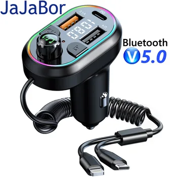 JaJaBor FM-передатчик Автомобильный MP3-плеер Двойной USB Type C PD25W Зарядное устройство для быстрой зарядки Громкая связь Bluetooth 5.0 Автомобильный комплект FM-модулятор