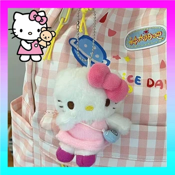 Kt Kawaii Sanrio Аниме Фигурка Hello Kitty Плюшевая кукла Подвеска Брелок для ключей Украшения рюкзака Аксессуары для украшения Подарок на День рождения
