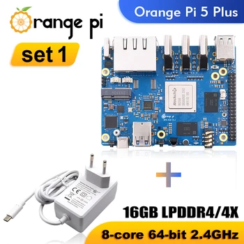 Orange Pi 5 Plus + Блок питания 16 ГБ Оперативной памяти Одноплатный Компьютер RK3588 PCIE Модуль Внешний WiFi-BT SSD 8K Плата разработки