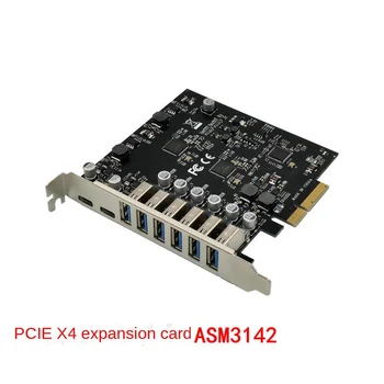 PCI-E 4X 6-портовая карта расширения usb 3.0 и 2 порта type-c PCIe USB3.1 адаптер 10 Гбит/с