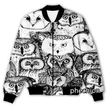 phechion Новая Мужская/Женская Повседневная Куртка С 3D Принтом Совы и Животных, Модная Уличная Одежда, Мужская Свободная Спортивная Куртка и Пальто Q164