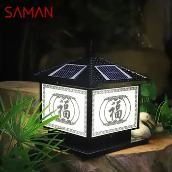 SAMAN Solar Post Lamp Наружный Винтажный Креативный китайский светильник на столбе LED Водонепроницаемый IP65 для дома, виллы, сада, патио