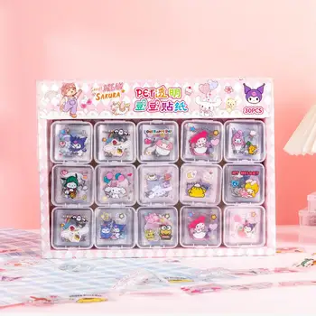 Sanrio Прозрачная наклейка в виде фасоли Hellokitty Kuromi My Melody Tape Kids Kawaii Аниме Блокнот Декоративная наклейка 