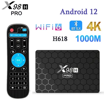 X98H PRO Android 12 Smart TV BOX H618 2,4 G 5G Wifi6 4GB 64B BT5.0 H.265 Приемник HD вход телеприставка 1000M Медиаплеер