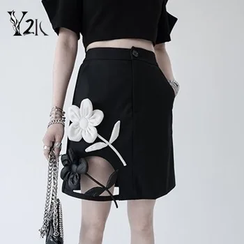 Y2K одежда мини-юбки с готическим цветком для женщин traf уличная одежда Harajuku zevity woman ropa de mujer юбки женские юбка женская
