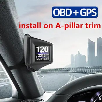 Автомобильный HUD Головной Дисплей OBD GPS Спидометр Предупреждение О Превышении Скорости Проектор Лобового Стекла Сигнализация Универсальные Автоматические Радар-Детекторы