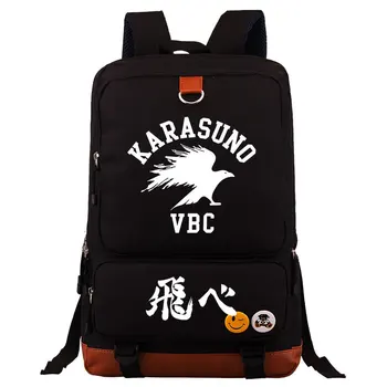 Аниме Karasuno VBC Волейбольный рюкзак На плечо, Сумка для ноутбука, Дорожная сумка Mochila со значком