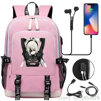 Аниме NieR Automata YoRHa USB рюкзак, сумки для ноутбуков, модные мужские и женские сумки для путешествий на открытом воздухе, школьный рюкзак для мальчиков и девочек, сумка для книг