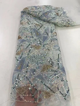 Африканская кружевная ткань с блестками, расшитая бисером 2023, Высококачественные Французские кружевные ткани с Нигерийской вышивкой из тюля, Женская свадебная вечеринка PL0736