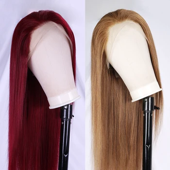 Бордовый Прозрачный парик с кружевом спереди 13x4 Hd, Цветные парики из человеческих волос для женщин, 99j, Прямой парик с кружевом Спереди, Предварительно Выщипанные фанты