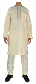 Брюки-халат с круглым воротником, арабская исламская одежда, мужская фабрика Muslim Pakistan Fanshion, вышитая двойка с длинным рукавом THOBE