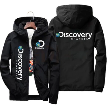 Весенние пальто с принтом Discovery Channel, мужская уличная одежда, модная мужская куртка-карго на молнии, ветровка с капюшоном для ученых Исследовательской экспедиции