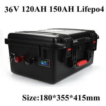 Водонепроницаемый 36V 150AH Lifepo4 36v 120Ah Lifepo4 Bluetooth BMS Аккумулятор для 3600W 7200W Go Cart Велосипед Скутер Лодка + Зарядное Устройство 10A