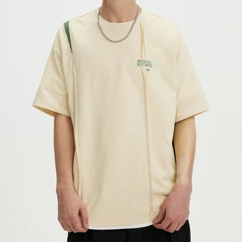 Высококачественная Деконструированная футболка с короткими рукавами, мужская летняя уличная нишевая марка National Tide, свободная повседневная одежда, топы с дизайнерским рисунком