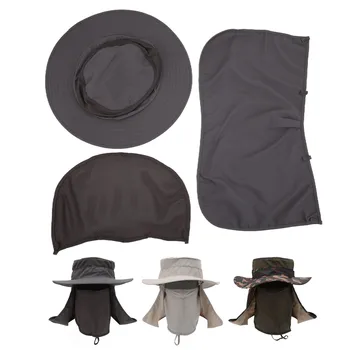 Горловина рыболовной шляпы с клапаном, съемная нейлоновая защита от солнца для пеших прогулок, для охоты, для мужчин, для пеших прогулок, для женщин, для рыбалки