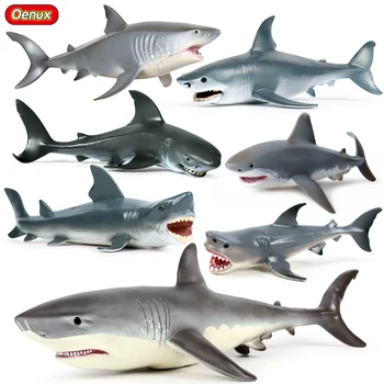 Горячая распродажа Oenux Sea Life Savage Большая Белая Акула, Фигурки Китов, животные из океанской жизни, Мягкая модель из ПВХ, обучающая детская игрушка