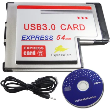 Двойной 2-Портовый USB 3,0 Адаптер ExpressCard 5 Гбит/с USB-КОНЦЕНТРАТОР ExpressCard 54 мм Слот Express Card PCMCIA Конвертер Для Ноутбука Notebook PC