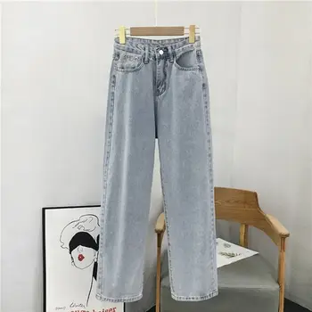 Джинсы для женщин, Весна 2021, Свободные Прямые Мешковатые джинсы, уличная одежда в стиле хип-хоп, Классические винтажные джинсовые брюки, Высококачественные джинсовые брюки