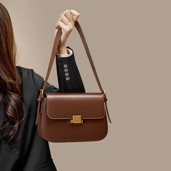 Женская роскошная сумка подмышками из воловьей кожи, сумка через плечо из натуральной кожи, маленькая квадратная сумка для женщин, новый дизайн для женщин.