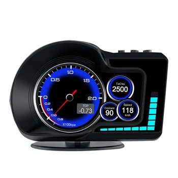ЖК-дисплей OBD2 EOBD + автоматический компьютер GPS HUD, автомобильный дисплей, спидометр в реальном времени для всех автомобилей
