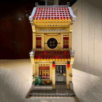Игрушка для детей китайская архитектура Аптека Baozhilin Строительство аптеки 3D модель DIY Блоки Кирпичи Здание Древнее