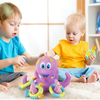 Игрушки для детской ванны Play Water Floating Милый Мультяшный Фиолетовый Осьминог с 5 Кольцами Интерактивная игрушка для ванны для детей Детский подарок