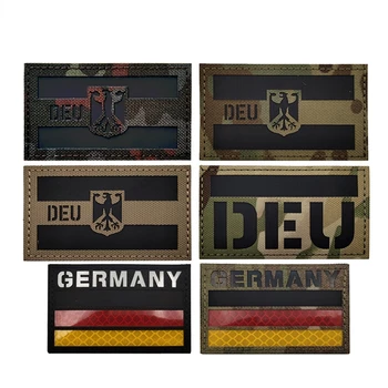 Инфракрасные нашивки с немецким флагом Инфракрасный светоотражающий значок DEU Deutschland Немецкий военный тактический Орел Вышивка Аппликации для одежды
