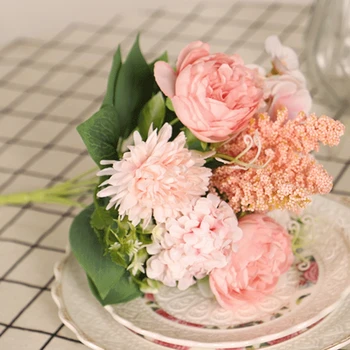 Искусственные Свадебные цветы, Шелковая Гортензия, Искусственные цветы, Реалистичный Букет цветов Гортензии для вечеринки, офиса, домашнего декора.