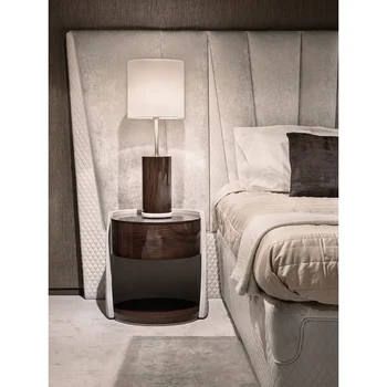 Итальянская легкая роскошная круглая прикроватная тумбочка в стиле постмодерн, простой мраморный прикроватный шкафчик для спальни