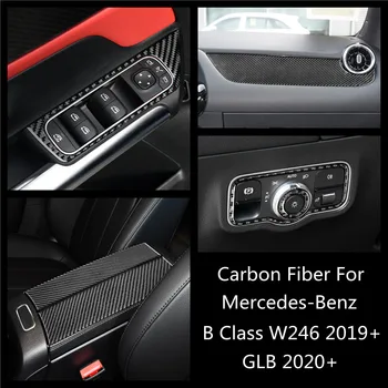 Карбоновое волокно для Mercedes Benz GLB /B class w246, панель управления Windows, Подлокотник, Дверная ручка, наклейка на автомобиль, Аксессуары для интерьера