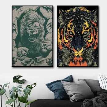 Картина с изображением тигра без рамки, подвесная картина, плакат, печать на холсте, настенное искусство, украшение для дома в гостиной