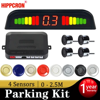 Комплект светодиодных датчиков парковки автомобиля Hippcron, 4 датчика, 22-мм система звукового оповещения о радаре заднего хода, 8 цветов